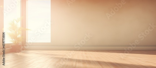 illustration of a sunlit empty room with a large window