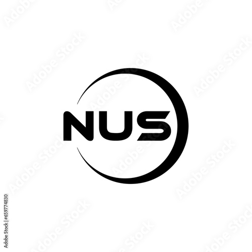 NUS letter logo design with white background in illustrator  cube logo  vector logo  modern alphabet font overlap style. calligraphy designs for logo  Poster  Invitation  etc.