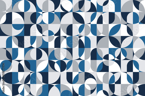 Geometric blocking color seamless pattern. Blue and gray element simple shape and figure.For wear fabric apparel textile cover bedding curtain carpet decoration.Vector illustration.