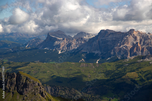 Tofane mountains seen from Marmolada, Dolomites, Italy.
