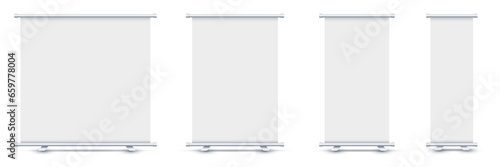 empty roll up banner. 1x4, 2x4, 3x4, 4x4 Standee banner Design. vector illustration
