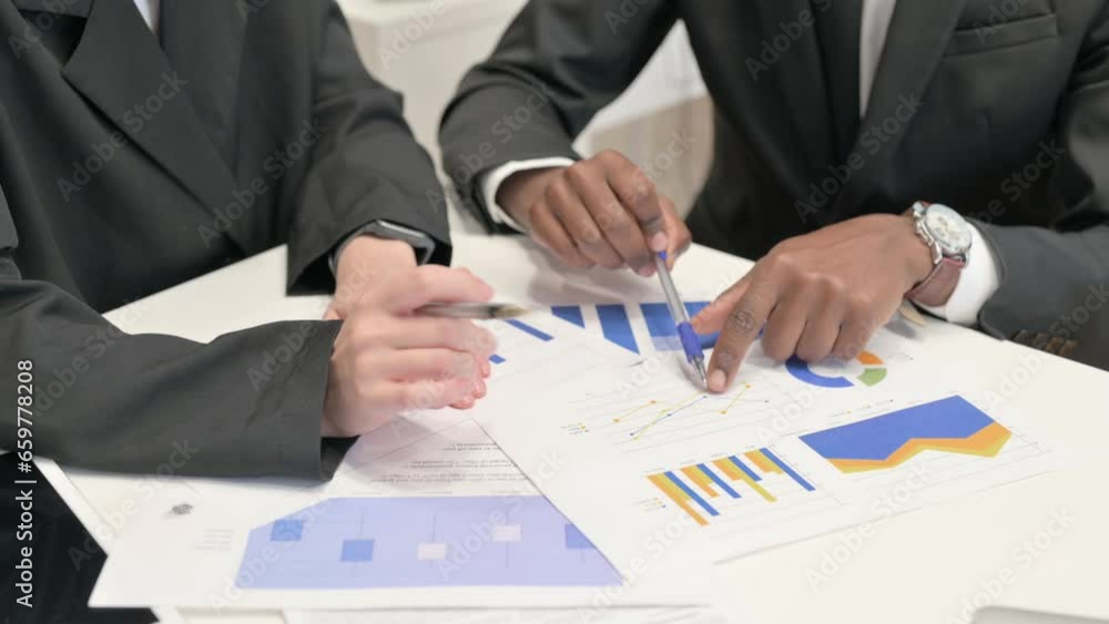 Business People Working on Business Report, Close up Business People Working on Business Report, Close up