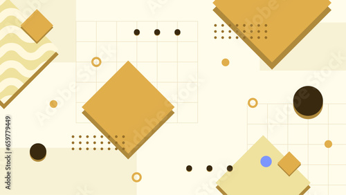 Yellow brown and black abstract flat memphis geometric background vector with shapes with minimalist style