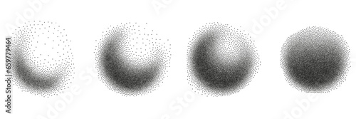 black and white background with circles with stipple effect