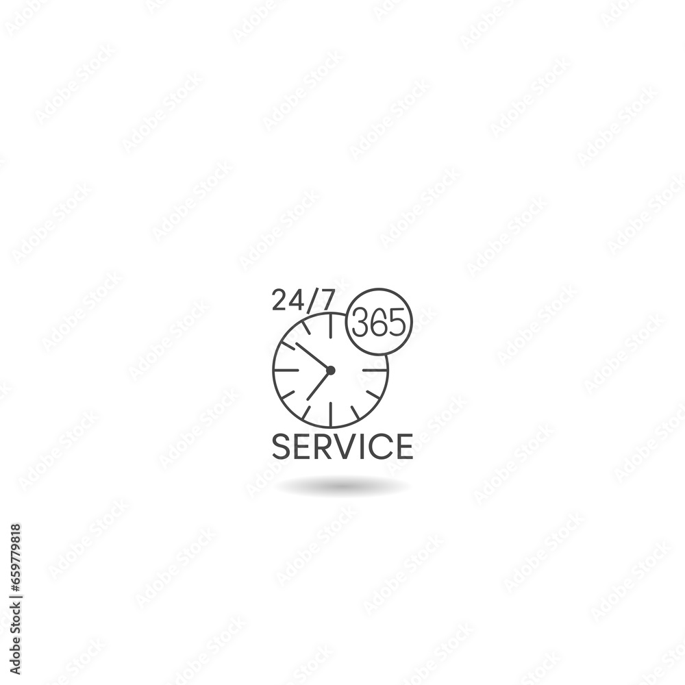 Any time working service or support icon with shadow Any time working service or support icon with shadow
