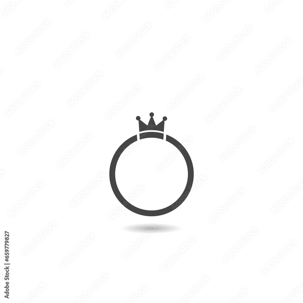 Crown circle icon with shadow