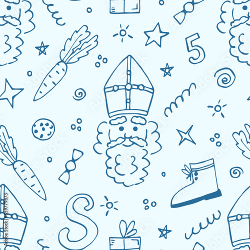 Simple vector seamless pattern. For prints of wrapping paper, packaging. St. Nicholas Day, Sinterklaas.