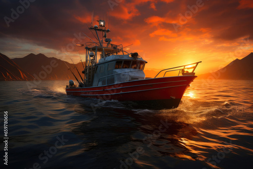 Serenity on the Horizon: Sea Fishing Adventure © AIproduction