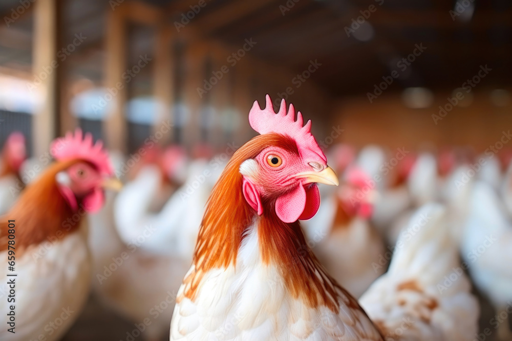 Chickens Enjoying Organic Feed Indoors