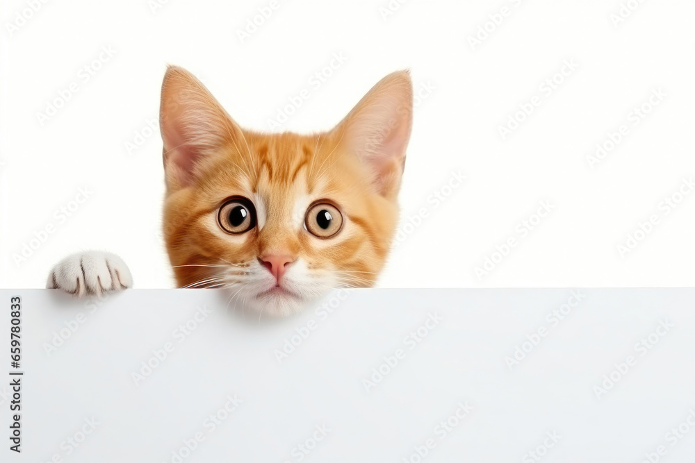 Playful Kitten Posing Against White Background