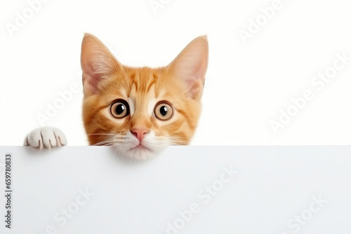 Playful Kitten Posing Against White Background © AIproduction