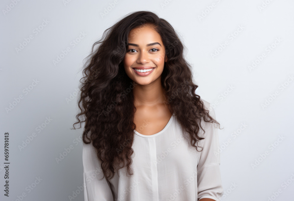 Portrait of a pretty young woman on a white background Portrait of a pretty young woman on a white background