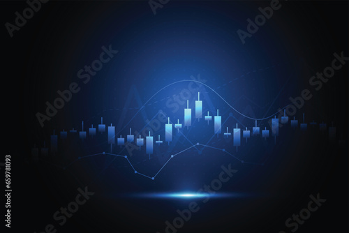 Business candle stick graph chart of stock market investment trading on white background design. Bullish point, Trend of graph. Vector illustration