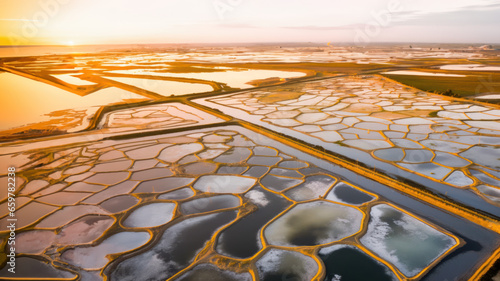 vue aérienne de marais salant en bord de mer photo
