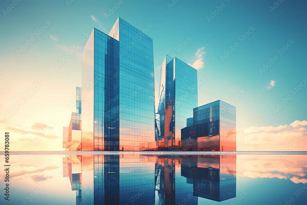 a building in a city with glass windows