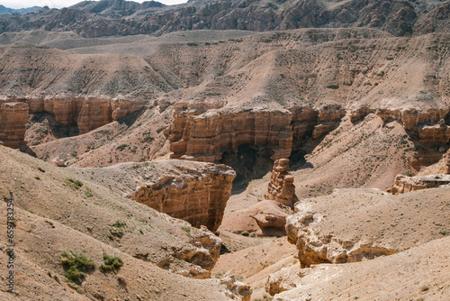 Charyn grand canyon, Valley of castles, Kazakhstan. Almaty region - April 2023 photo