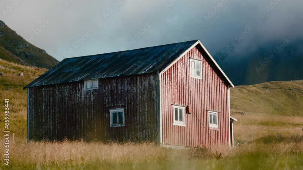 The Old Red Barn Amidst Mountain Scenery The Old Red Barn Amidst Mountain Scenery