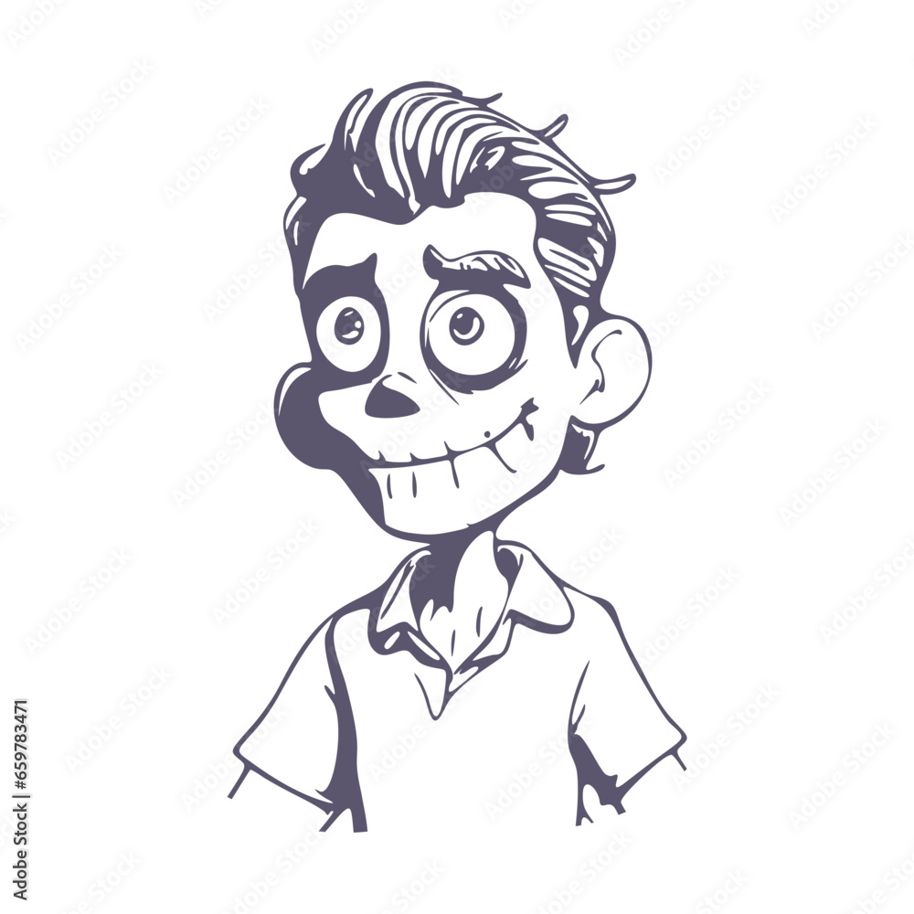 Naklejka premium Cartoon young zombie monster. Funny and scary character
