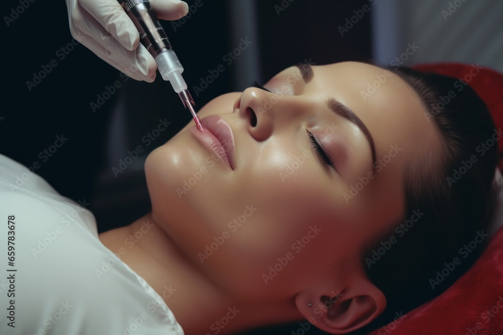 A woman receiving a medical injection from a doctor. This image can be used to depict healthcare, medical procedures, vaccinations, or doctor-patient interactions A woman receiving a medical injection from a doctor. This image can be used to depict healthcare, medical procedures, vaccinations, or doctor-patient interactions