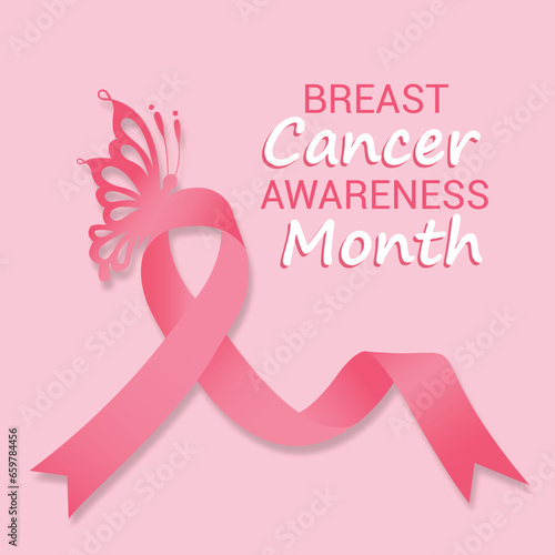 Vector realistic breast cancer awareness month illustration