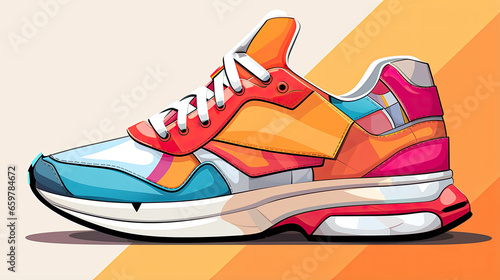 City strolling: Mid-journey AI generated illustration featuring trendy sports shoes