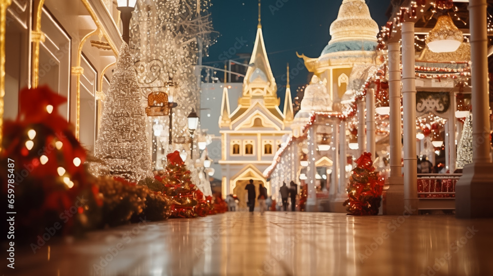 Beautiful decorations, in the heart of Thailand's capital, at Christmas, generative ai