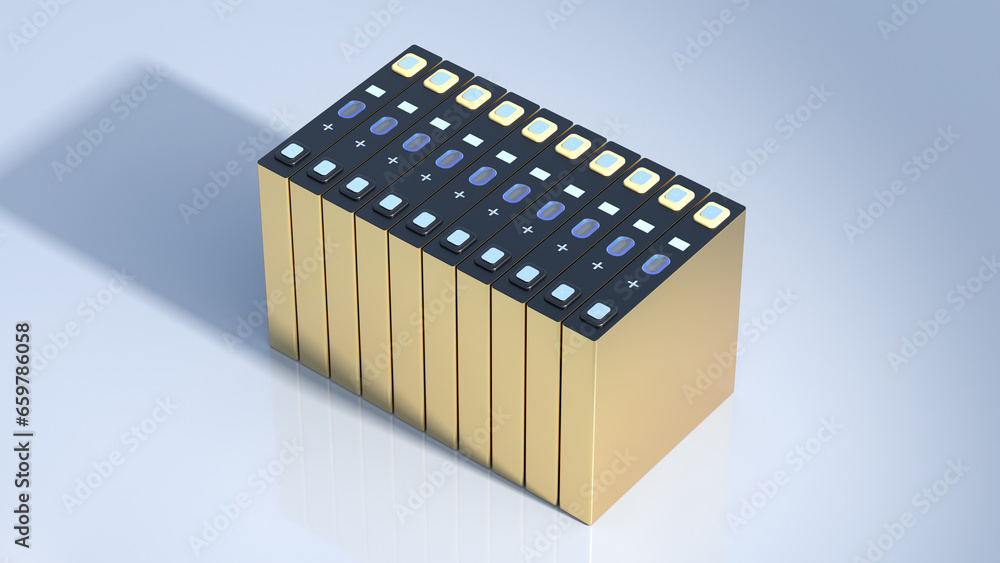 LFP cell, NMC Prismatic battery's for electric vehicles, Sustainable Energy Solutions, Innovations in Energy Storage,3d rendering LFP cell, NMC Prismatic battery's for electric vehicles, Sustainable Energy Solutions, Innovations in Energy Storage,3d rendering