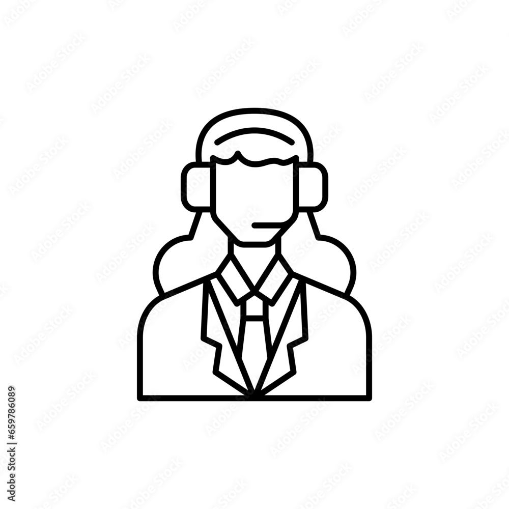 Admin diversity people icon with black outline style. business, admin, office, work, employee, professional, technology. Vector Illustration