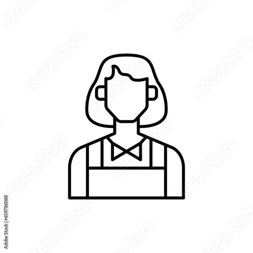 Waitress diversity people icon with black outline style. waitress, woman, service, female, apron, restaurant, happy. Vector Illustration