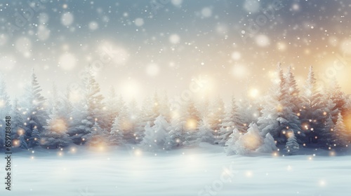 Christmas winter landscape with snow and trees