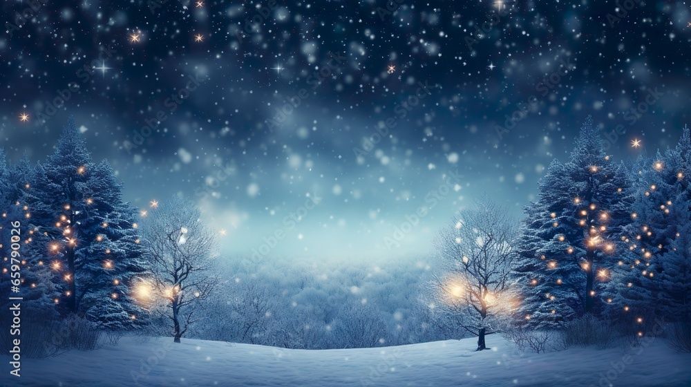 Christmas winter landscape with snow and trees Christmas winter landscape with snow and trees