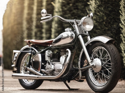 Vintage motorcycle with gleaming chrome and polished leather