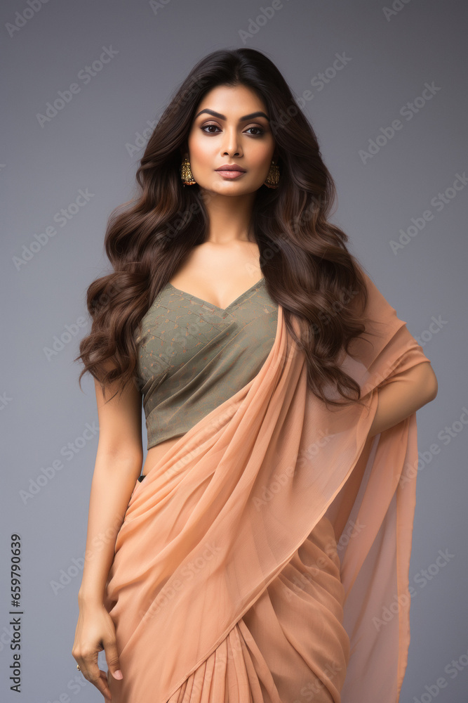 Young and beautiful indian woman in saree. Young and beautiful indian woman in saree.