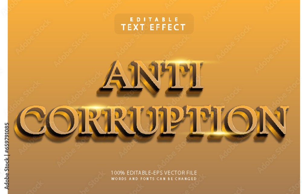 Obraz premium Anti corruption editable text effect 3 dimension emboss luxury style