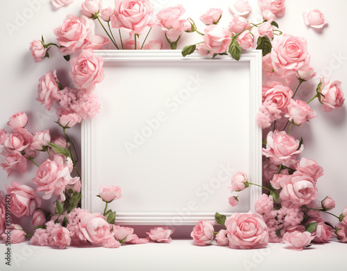 pink rose frame with copyspace