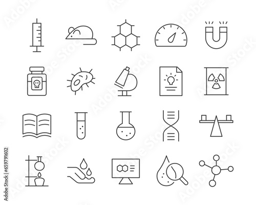 Biochemistry Icons - Vector Line. Editable Stroke.