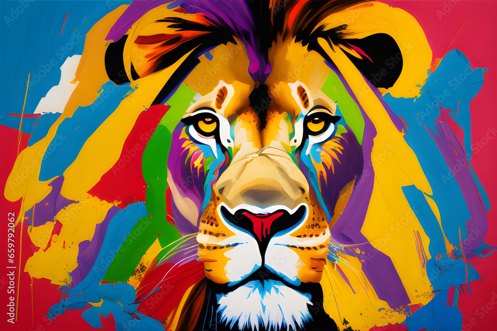 lion head illustration, Generative AI