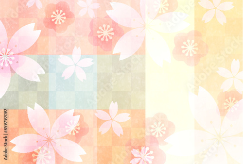 桜　和柄　水彩　背景