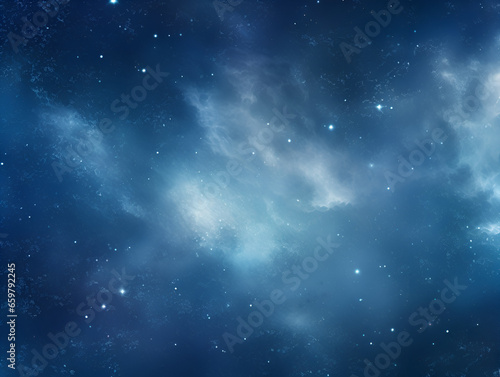 Illustration with blue space stars background