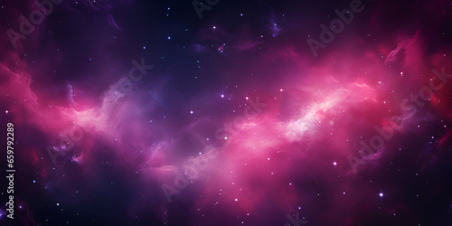 Illustration with pink space stars background