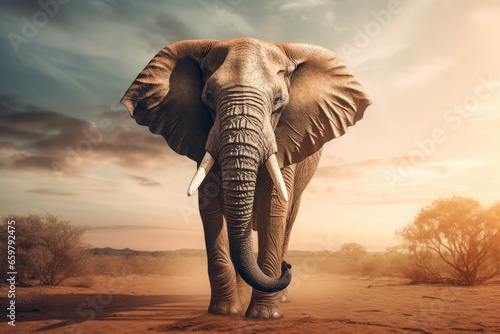 Beautiful elephant wildlife. Big safari wild animal. Generate Ai © nsit0108