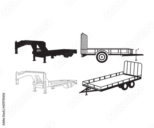 Trailer park , Flatbed Gooseneck Trailer, Flatbed trailer, Big Tex Trailers, Flatbed Gooseneck Trailer Silhouette