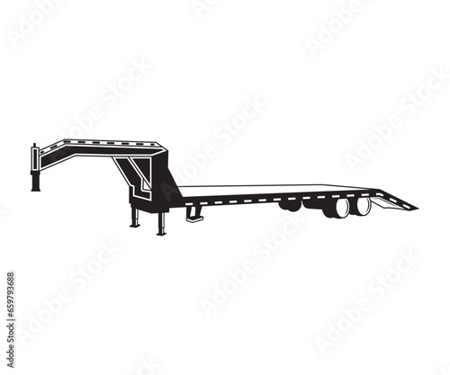 Flatbed Gooseneck Trailer, Flatbed trailer, Big Tex Trailers, trailer park SVG, Flatbed Gooseneck Trailer Silhouette