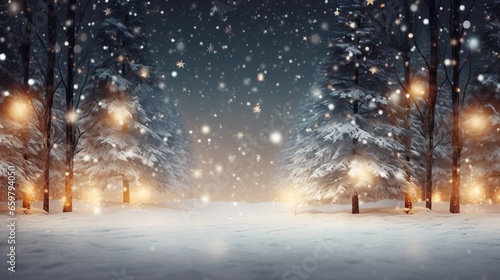 Christmas winter landscape with snow and trees © Nim