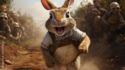 the comical hare  digital art illustration  Generative AI