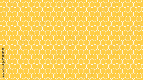 Bee hive, abstract yellow honeycombs on background. Seamless Honeycomb background texture. Vector illustration.