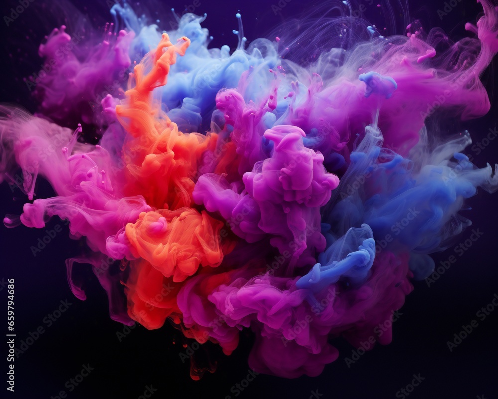 Cloudy smoke closeup, evaporates from bottle neck, blue purple and pink colors Generative AI Cloudy smoke closeup, evaporates from bottle neck, blue purple and pink colors Generative AI