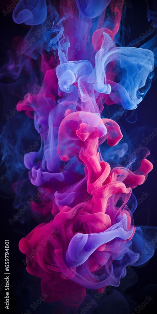 Cloudy smoke closeup, evaporates from bottle neck, blue purple and pink colors Generative AI Cloudy smoke closeup, evaporates from bottle neck, blue purple and pink colors Generative AI