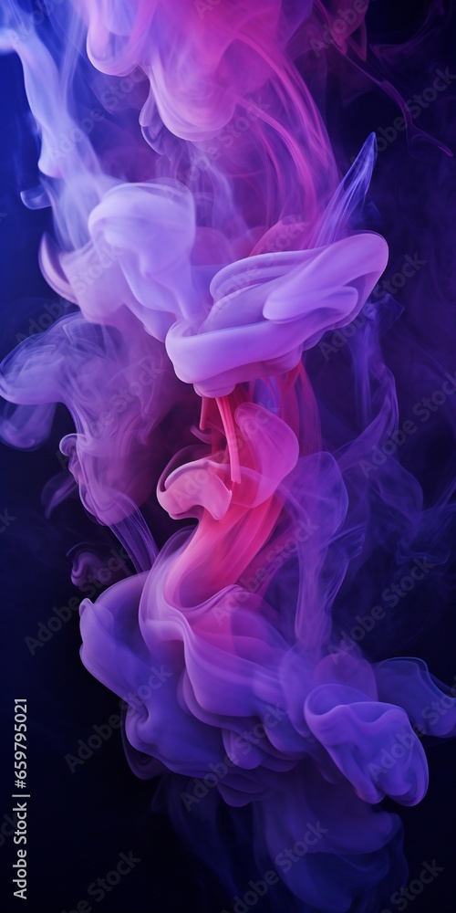 Cloudy smoke closeup, evaporates from bottle neck, blue purple and pink colors Generative AI Cloudy smoke closeup, evaporates from bottle neck, blue purple and pink colors Generative AI