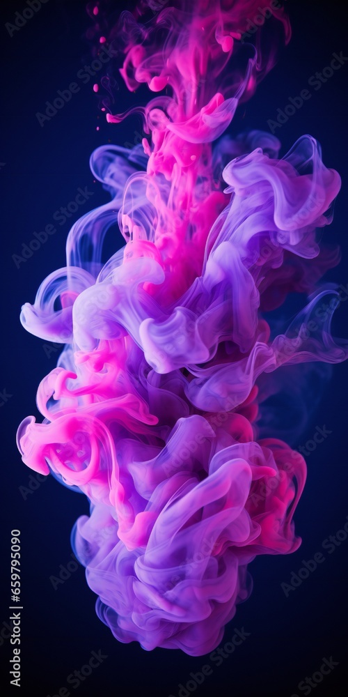 Cloudy smoke closeup, evaporates from bottle neck, blue purple and pink colors Generative AI Cloudy smoke closeup, evaporates from bottle neck, blue purple and pink colors Generative AI